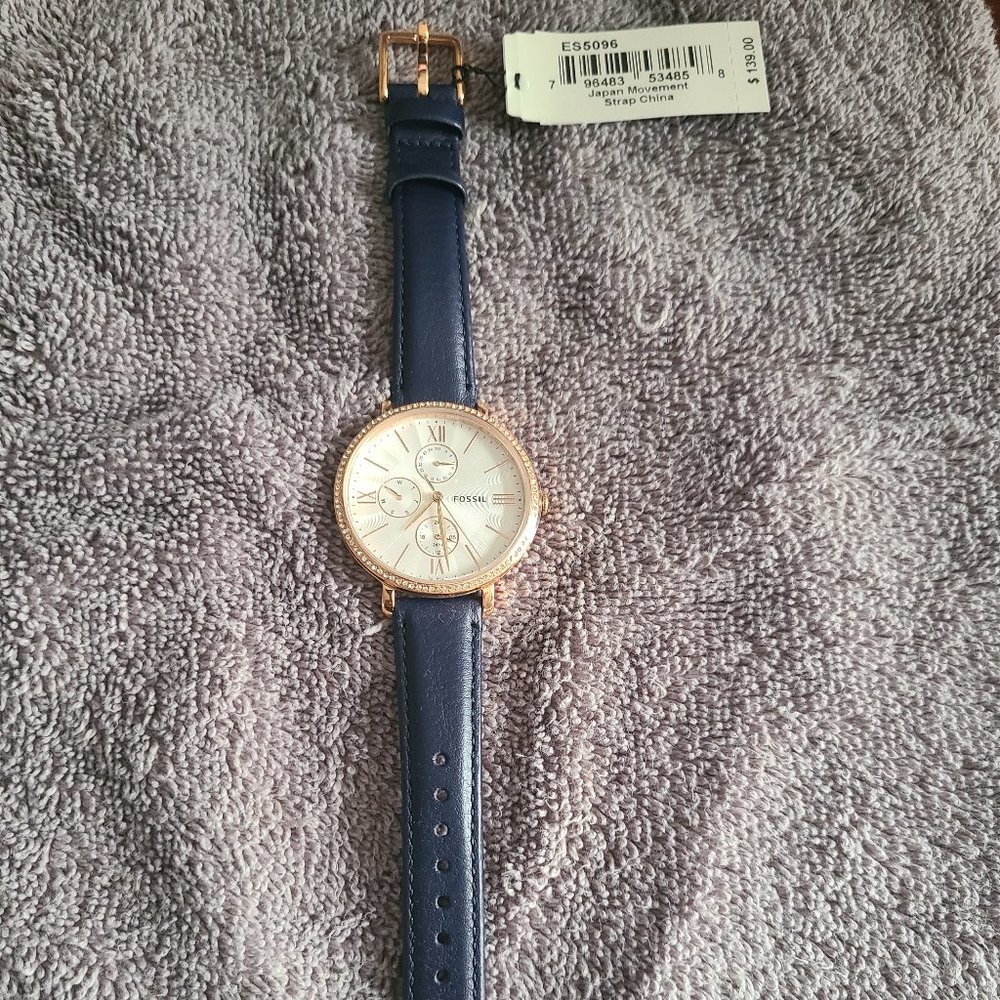 Blue/Gold Leather Strap Fossil Watch